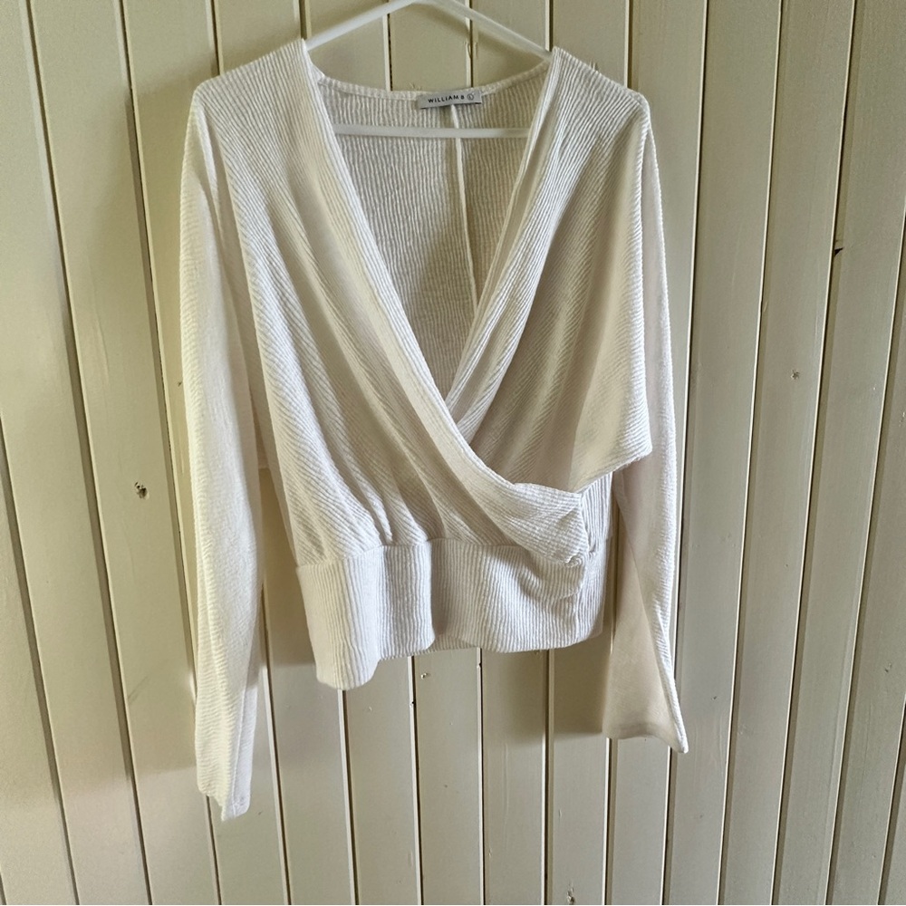 Wrap style summer sweater,California designer, made in USA. Long sleeves, size L